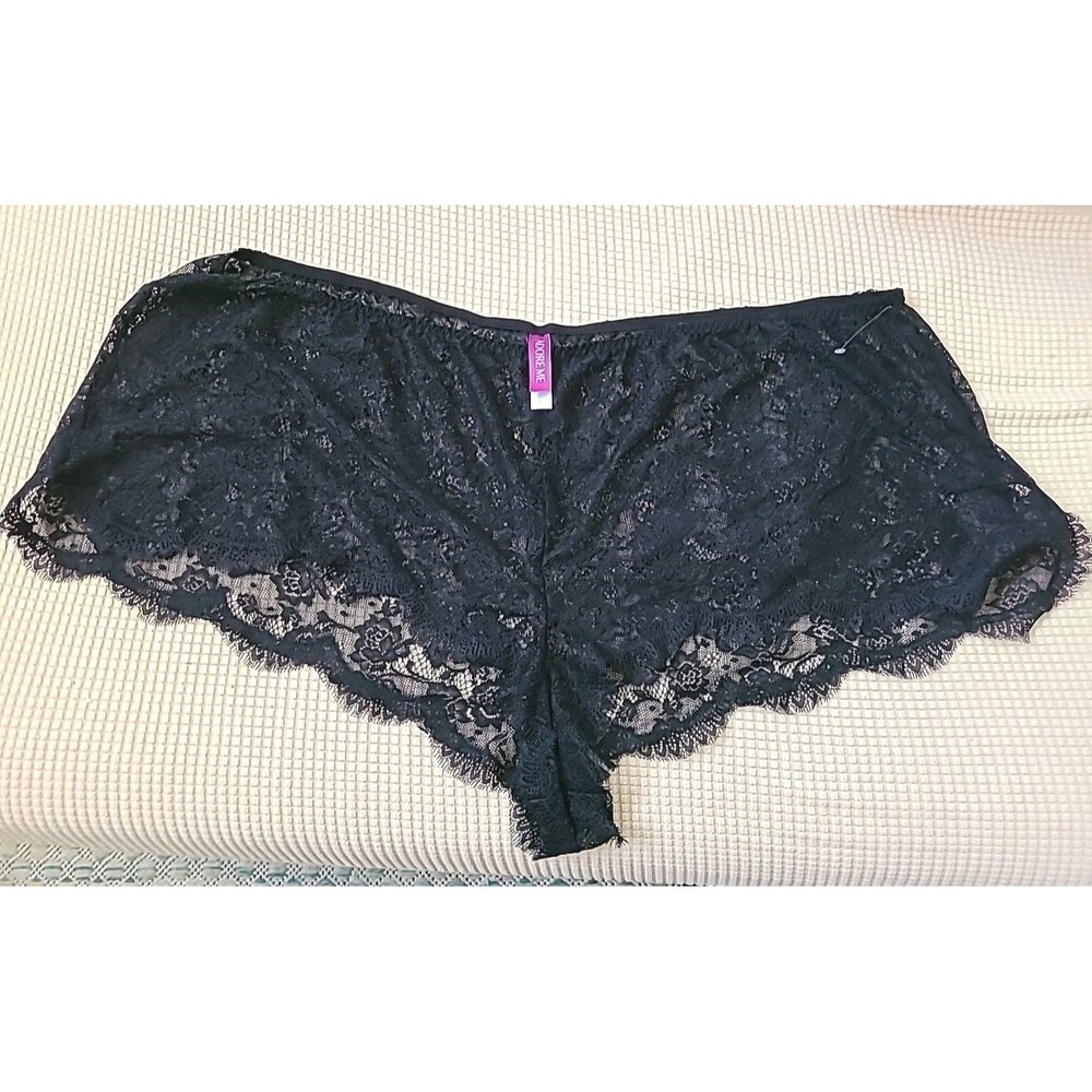 Adore Me Black Sheer Flutter Stretch Lace Panty 3X
